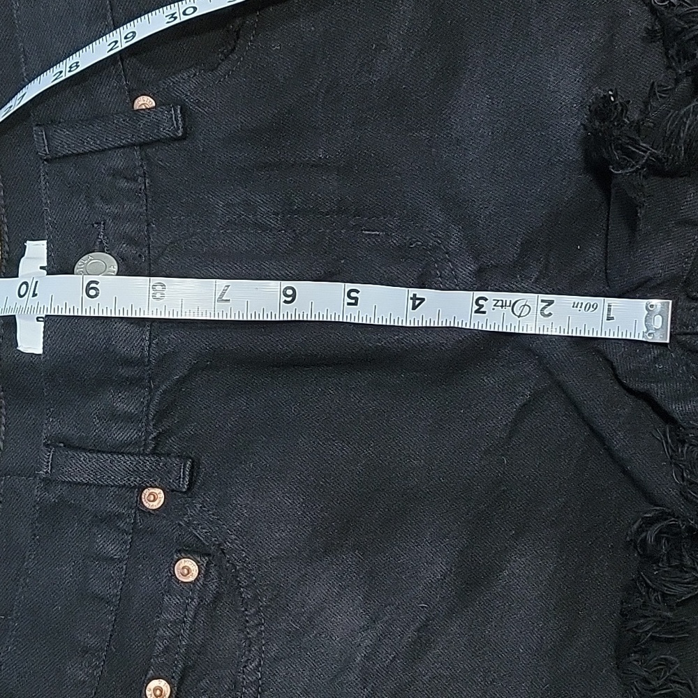 Pistola Size 26 Black Gigi Low Rise Cut Off Denim Frayed Hem Shorts, Like New - Picture 7 of 10